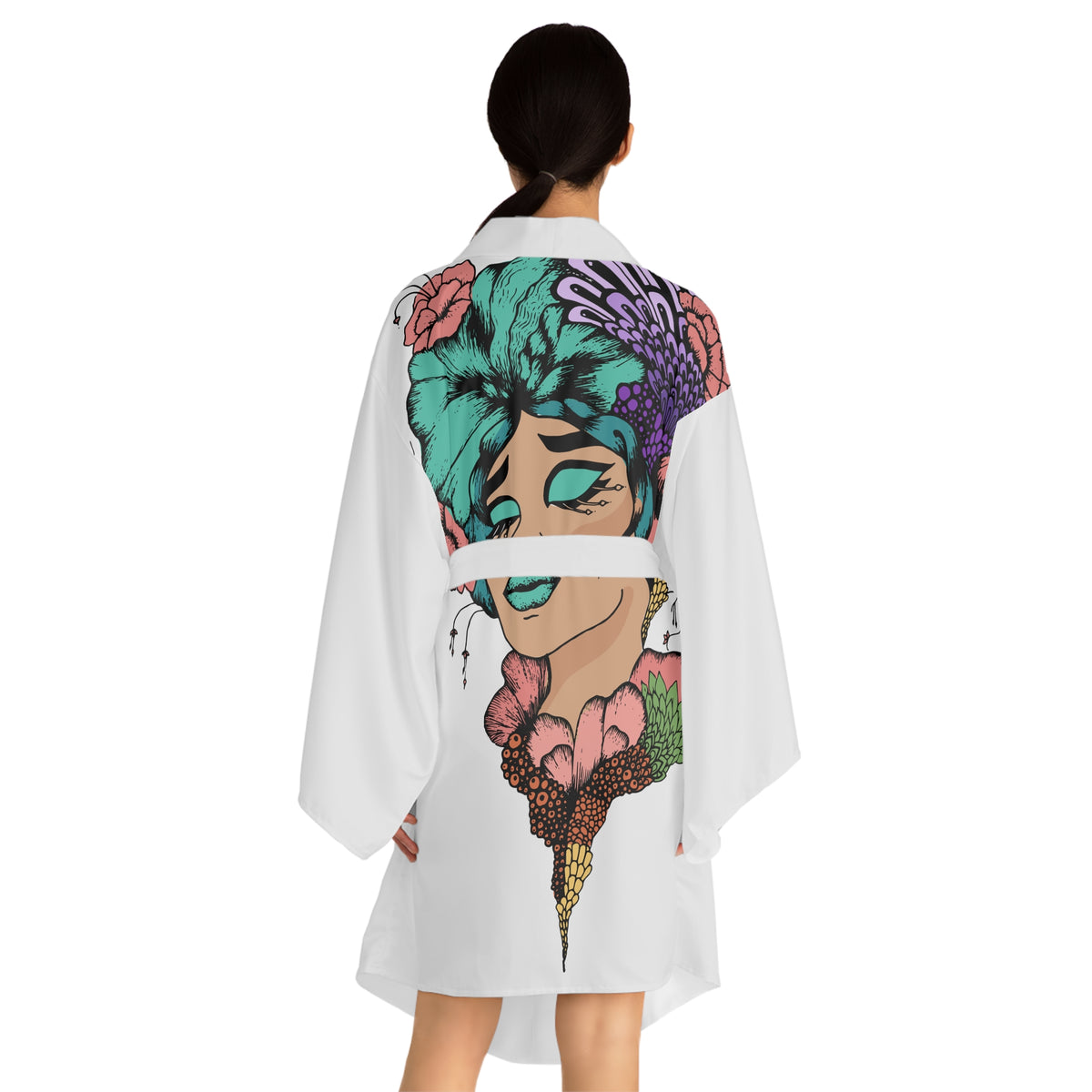 N D R -Big League Floral Femme Kimono Robe
