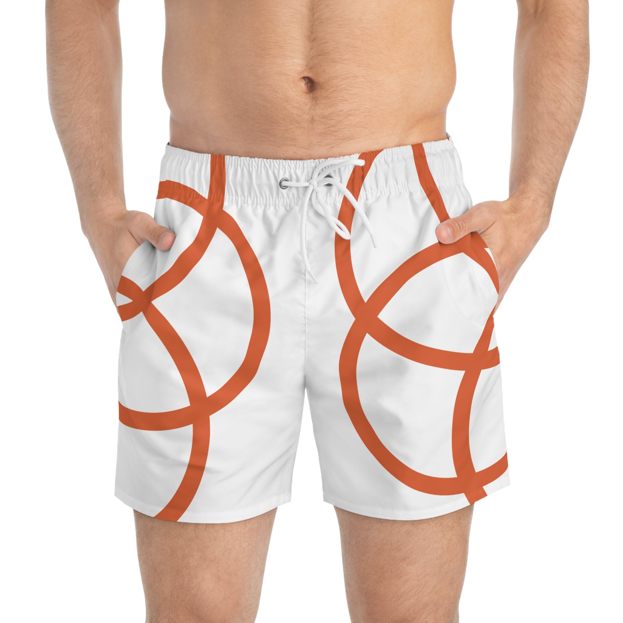 NDR Orange Circle Pattern Swim Trunks