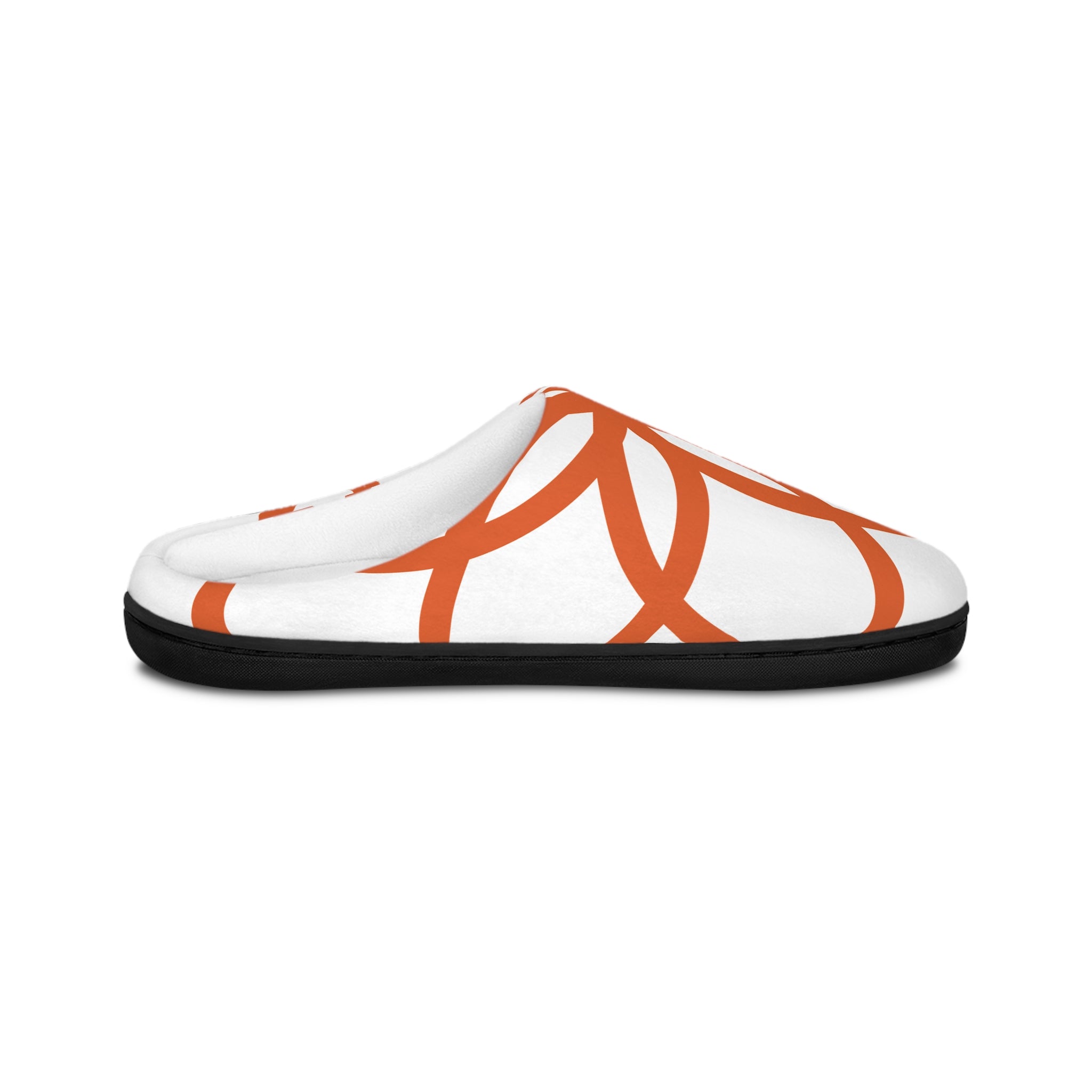 NDR Men's Indoor Slippers — White & Burnt Orange Geometric Flower Pattern