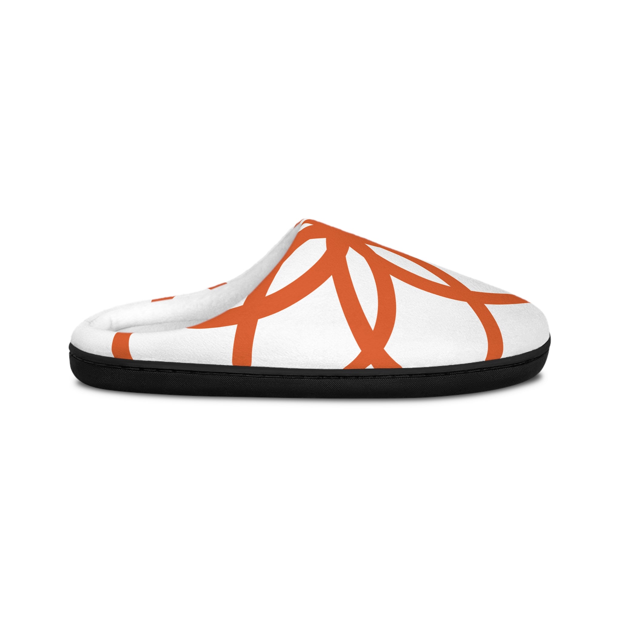 NDR Men's Indoor Slippers — White & Burnt Orange Geometric Flower Pattern