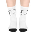 NDR Cute Minimalist Eye Mid-Length Socks — White Graphic Crew Socks