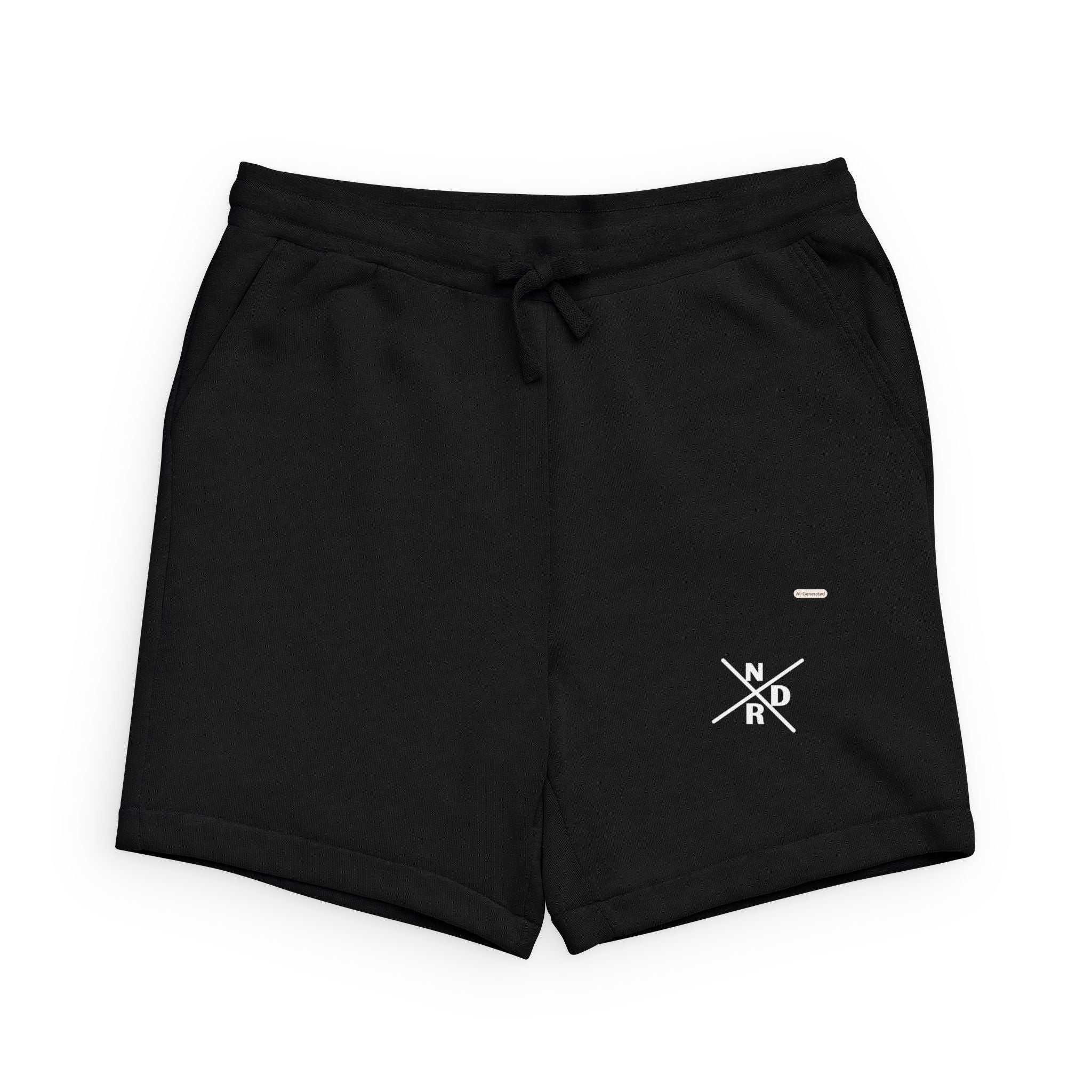 Minimal Compass Logo Sweatshorts — Black Sponge Fleece Casual Shorts