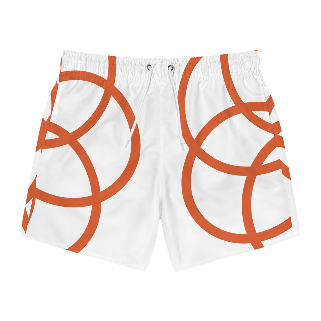 NDR Orange Circle Pattern Swim Trunks