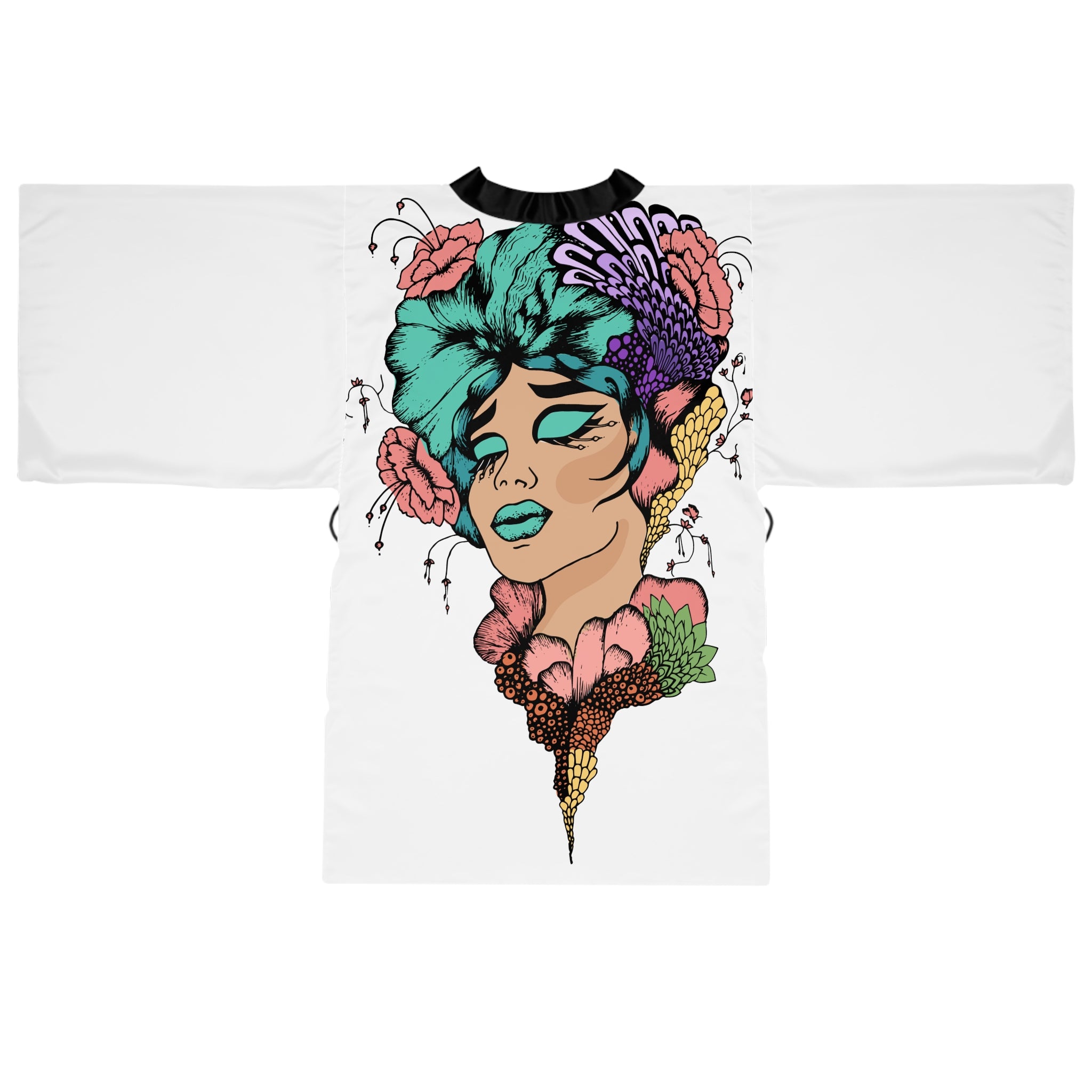 N D R -Big League Floral Femme Kimono Robe
